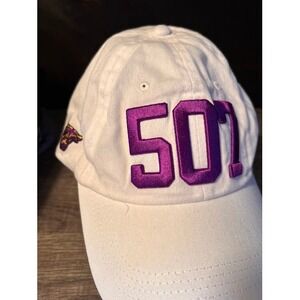 White Baseball Cap 507 Purple Logo Embroidered Adjustable Strap